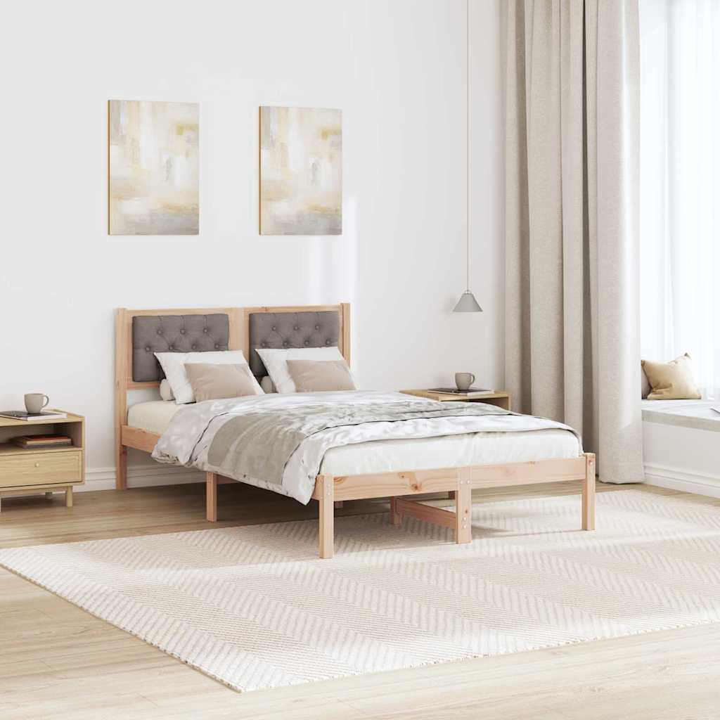 Bettrahmen mit Kopfteil Taupe 120 x 200 cm Massives Kiefernholz