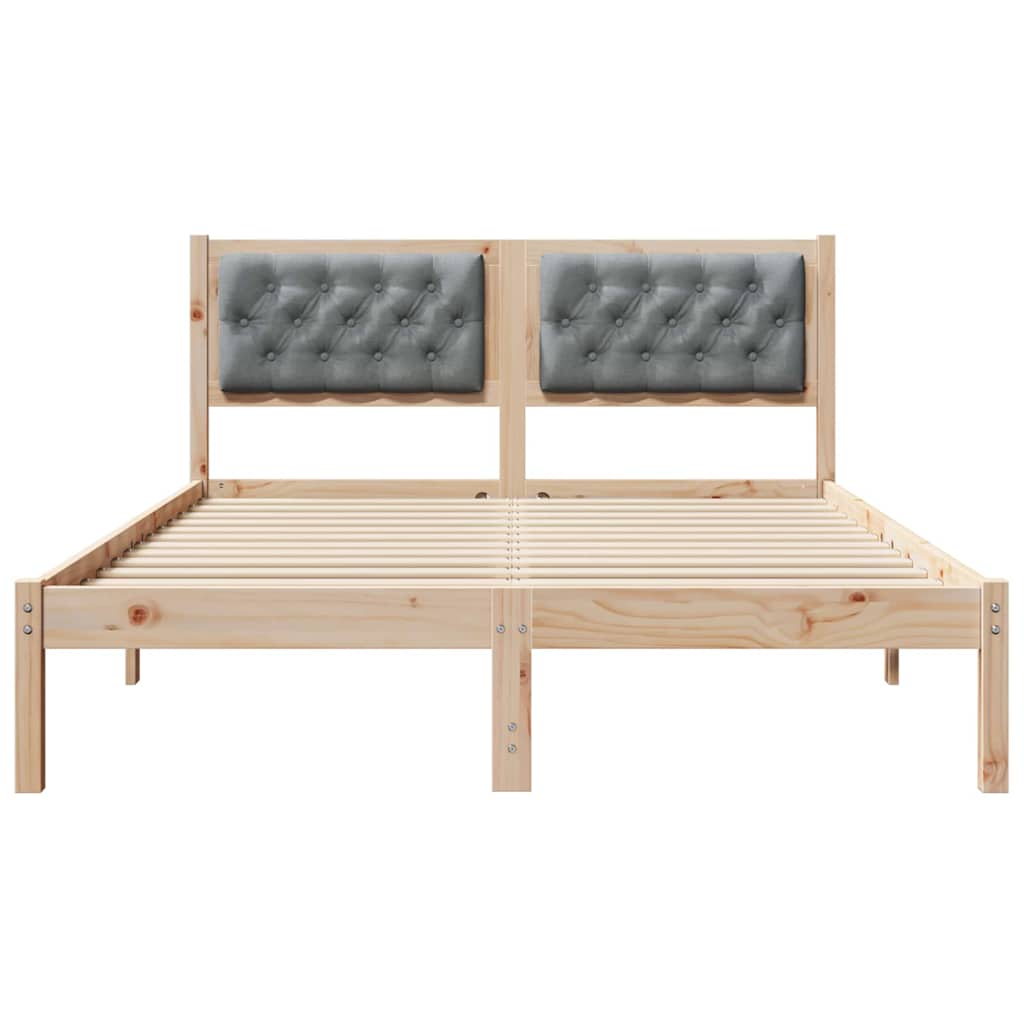 Bettrahmen Hellgrau 140 x 190 cm Massives Kiefernholz