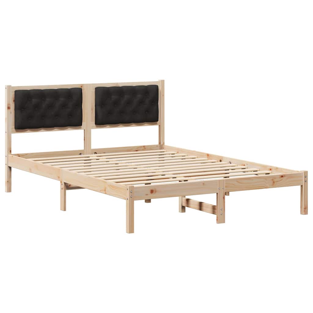 Bettrahmen Schwarz 140 x 190 cm Massives Kiefernholz