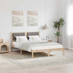 Bettrahmen mit Kopfteil Taupe 140 x 190 cm Massives Kiefernholz