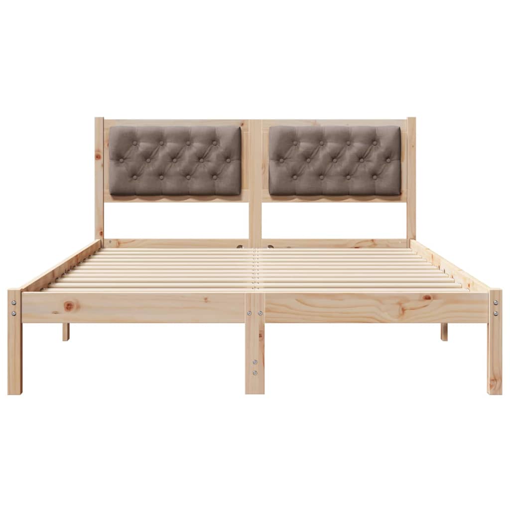 Bettrahmen mit Kopfteil Taupe 140 x 190 cm Massives Kiefernholz