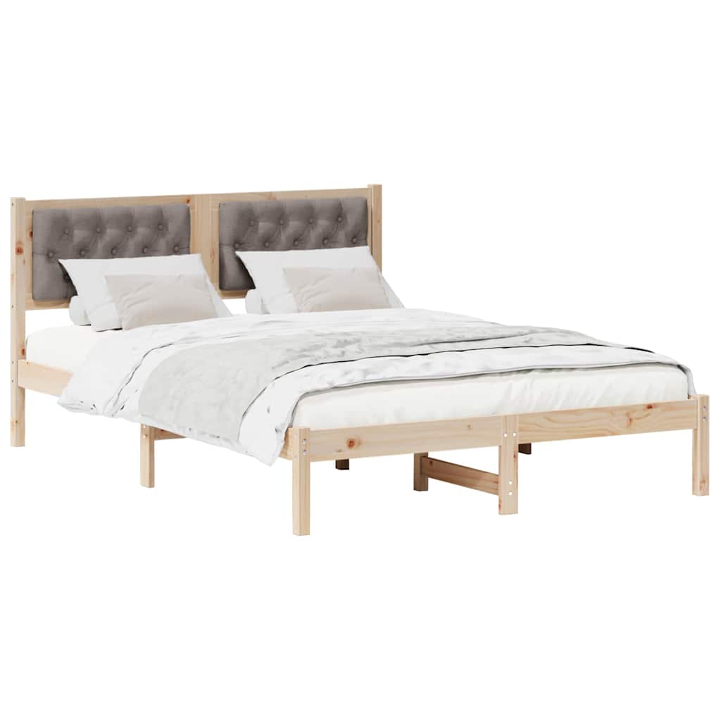 Bettrahmen mit Kopfteil Taupe 140 x 190 cm Massives Kiefernholz