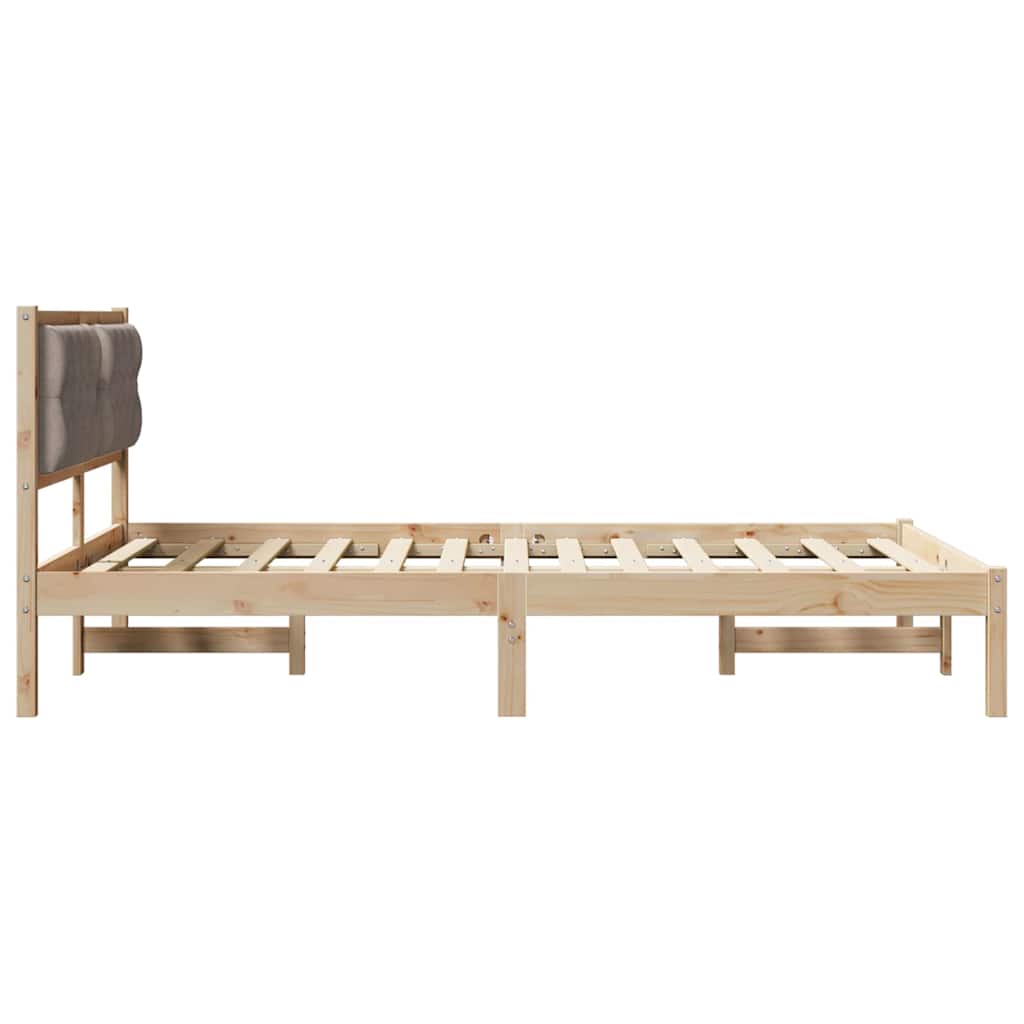Bettrahmen mit Kopfteil Taupe 140 x 190 cm Massives Kiefernholz