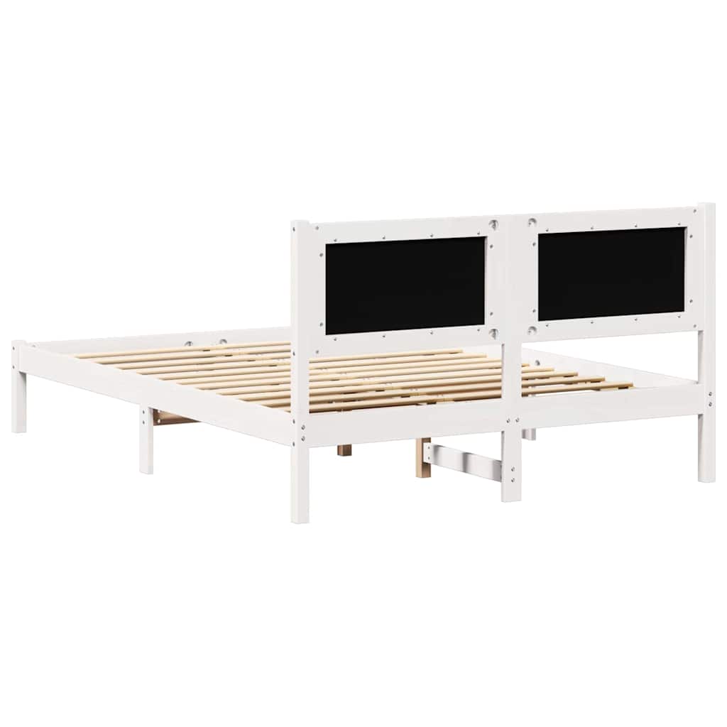 Bettrahmen Hellgrau 140 x 190 cm Massives Kiefernholz