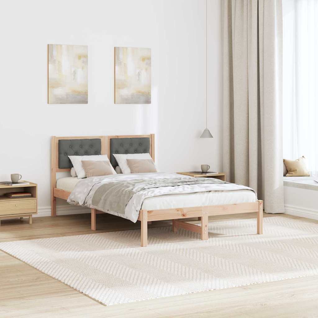 Bettrahmen Dunkelgrau 135 x 190 cm Massives Kiefernholz