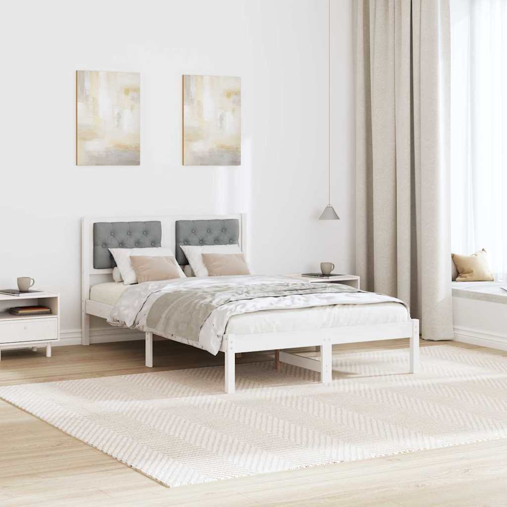 Bettrahmen Hellgrau 135 x 190 cm Massives Kiefernholz