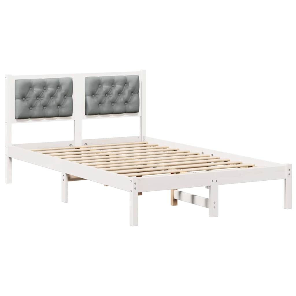 Bettrahmen Hellgrau 135 x 190 cm Massives Kiefernholz
