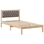 Bettrahmen mit Kopfteil Taupe 100 x 200 cm Massives Kiefernholz