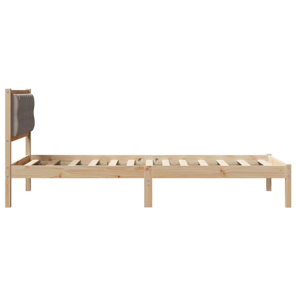 Bettrahmen mit Kopfteil Taupe 100 x 200 cm Massives Kiefernholz