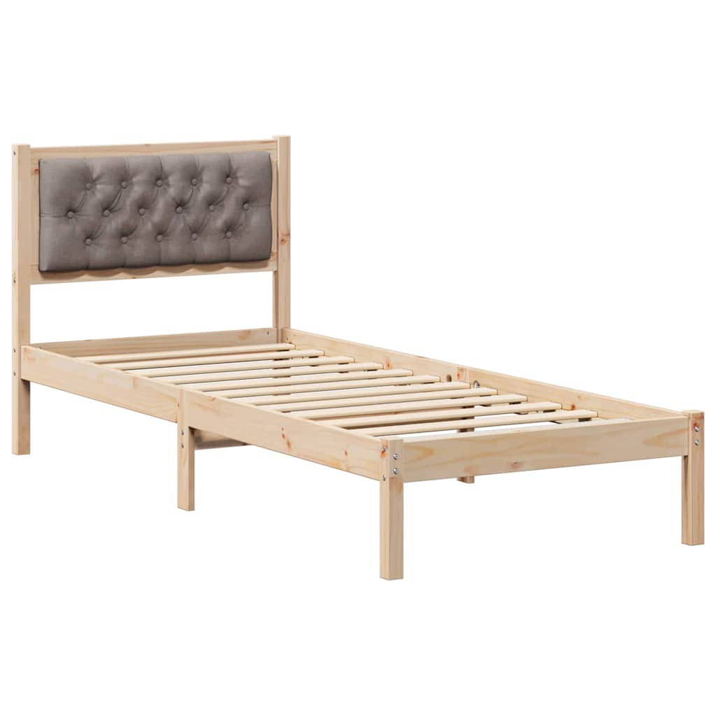 Bettrahmen mit Kopfteil Taupe 90 x 200 cm Massives Kiefernholz