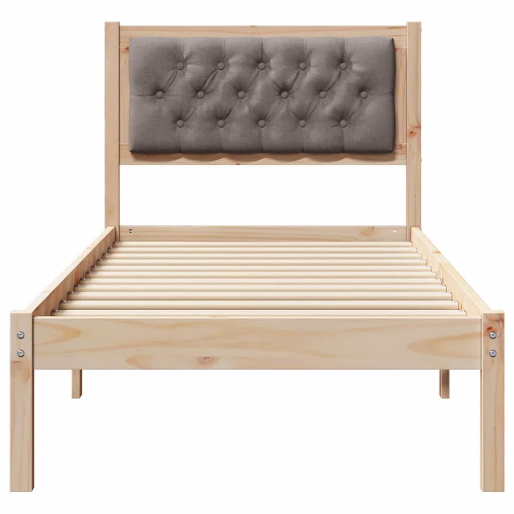 Bettrahmen mit Kopfteil Taupe 90 x 190 cm Massives Kiefernholz