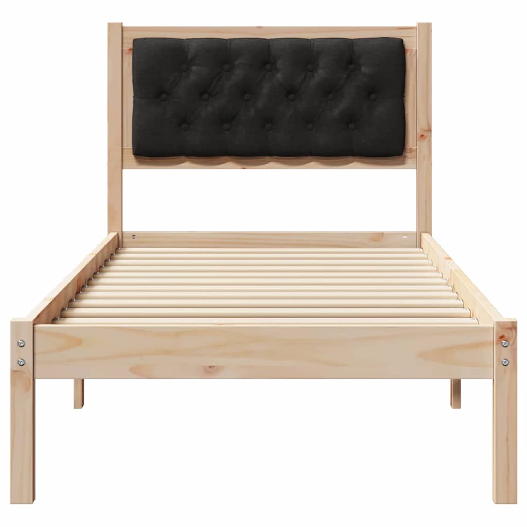 Bettrahmen Schwarz 75 x 190 cm Massives Kiefernholz