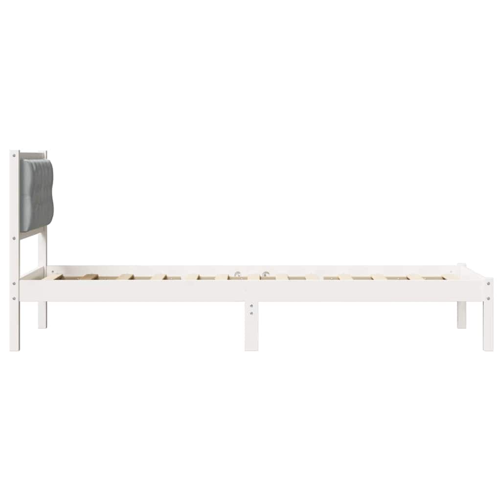 Bettrahmen Hellgrau 75 x 190 cm Massives Kiefernholz