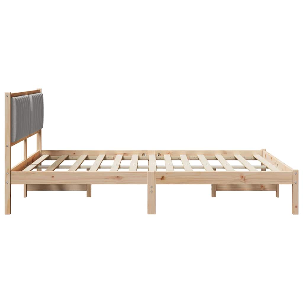 Bettgestell mit gepolstertem Kopfteil Hellgrau 160 x 200 cm