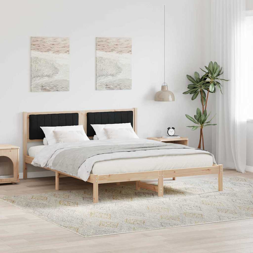 Bettgestell mit gepolstertem Kopfteil Schwarz 160 x 200 cm