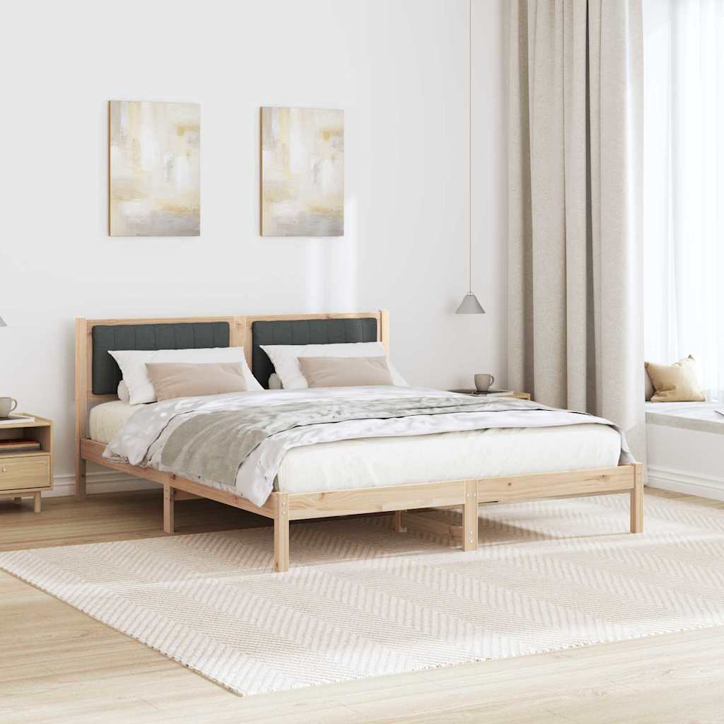 Bettgestell mit gepolstertem Kopfteil Dunkelgrau 150 x 200 cm