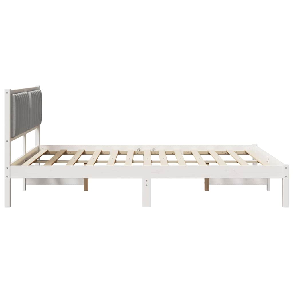 Bettgestell mit gepolstertem Kopfteil Hellgrau 150 x 200 cm