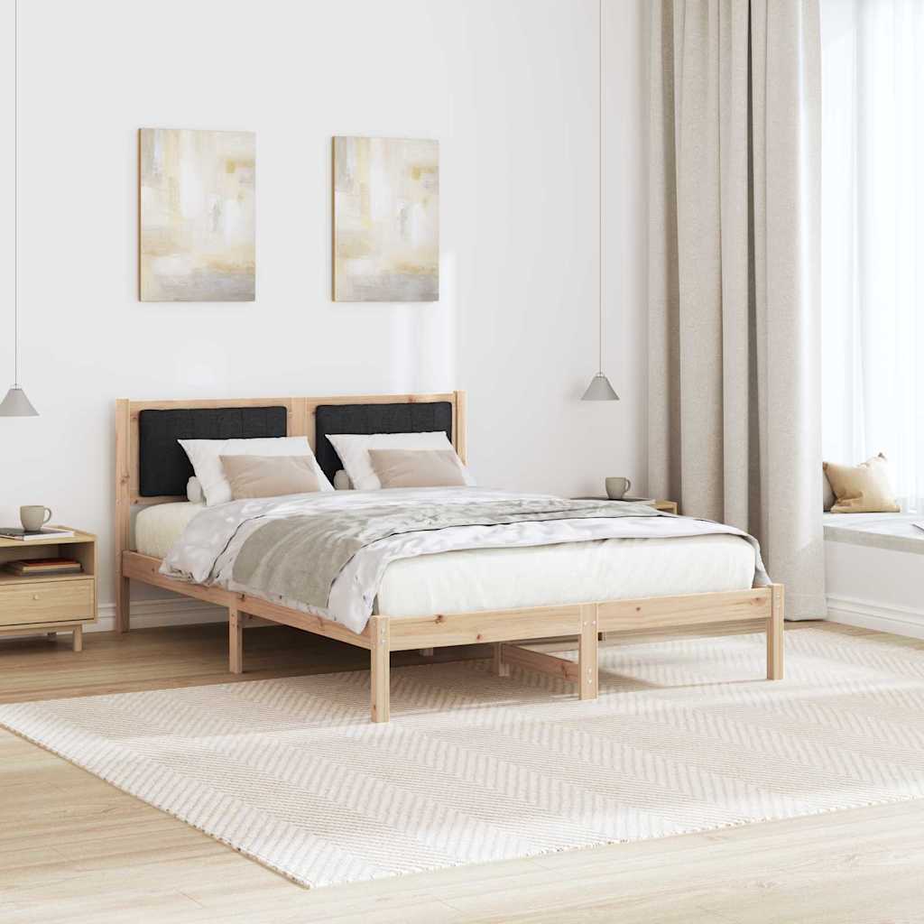 Bettgestell mit gepolstertem Kopfteil Schwarz 140 x 200 cm