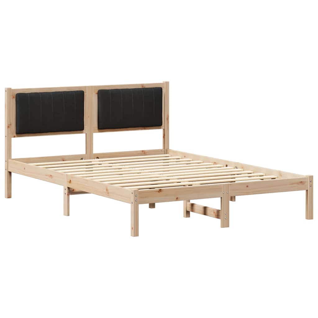 Bettgestell mit gepolstertem Kopfteil Schwarz 140 x 200 cm