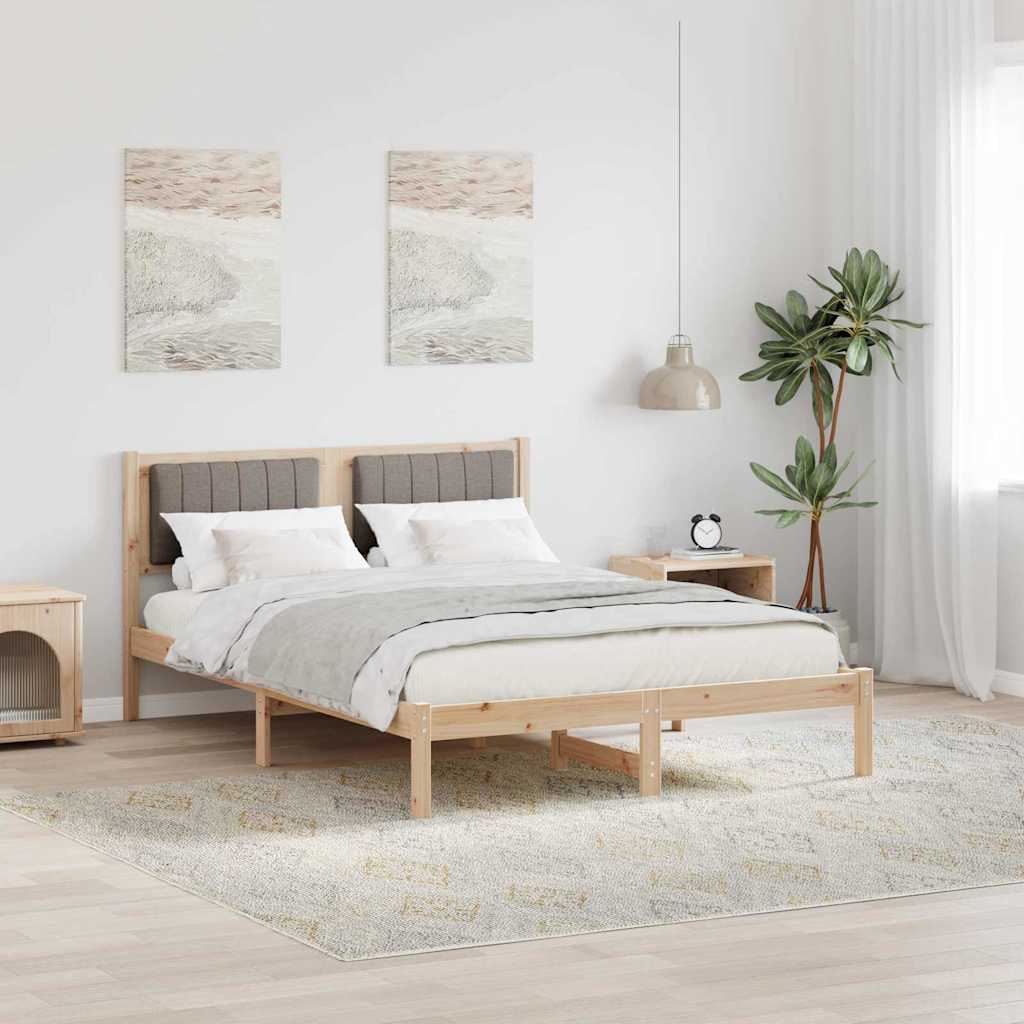 Bettgestell mit gepolstertem Kopfteil Taupe 140 x 200 cm