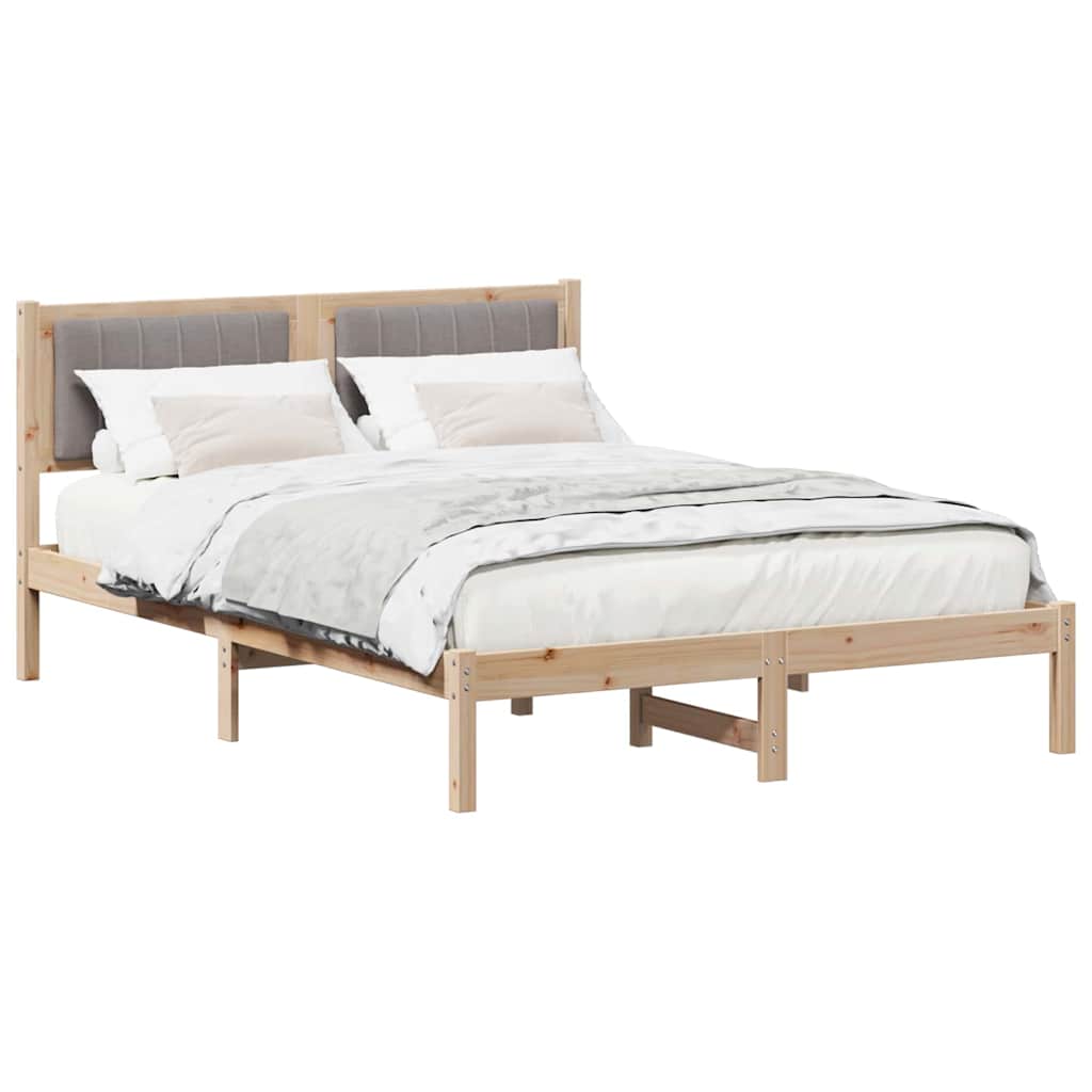 Bettgestell mit gepolstertem Kopfteil Taupe 140 x 200 cm