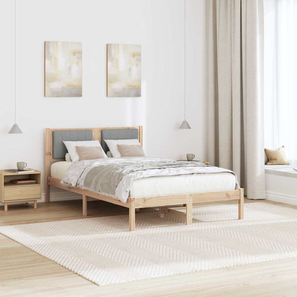 Bettgestell mit gepolstertem Kopfteil Hellgrau 120 x 200 cm