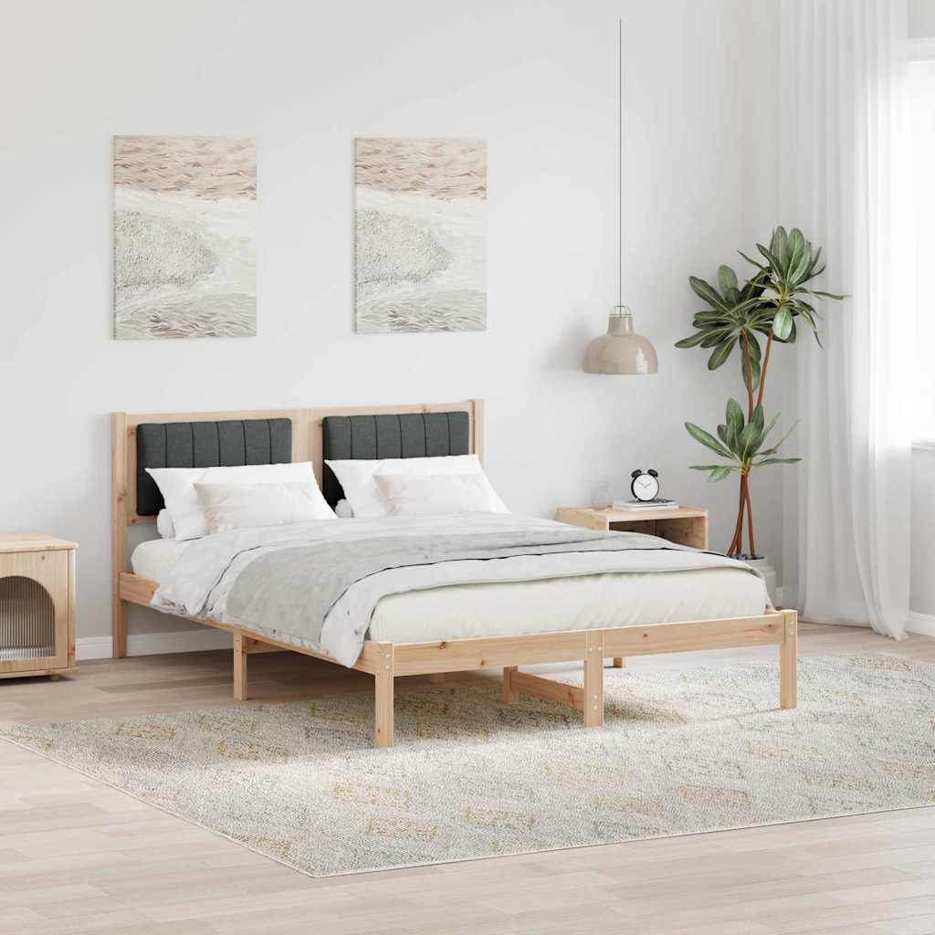 Bettgestell mit gepolstertem Kopfteil Dunkelgrau 140 x 190 cm