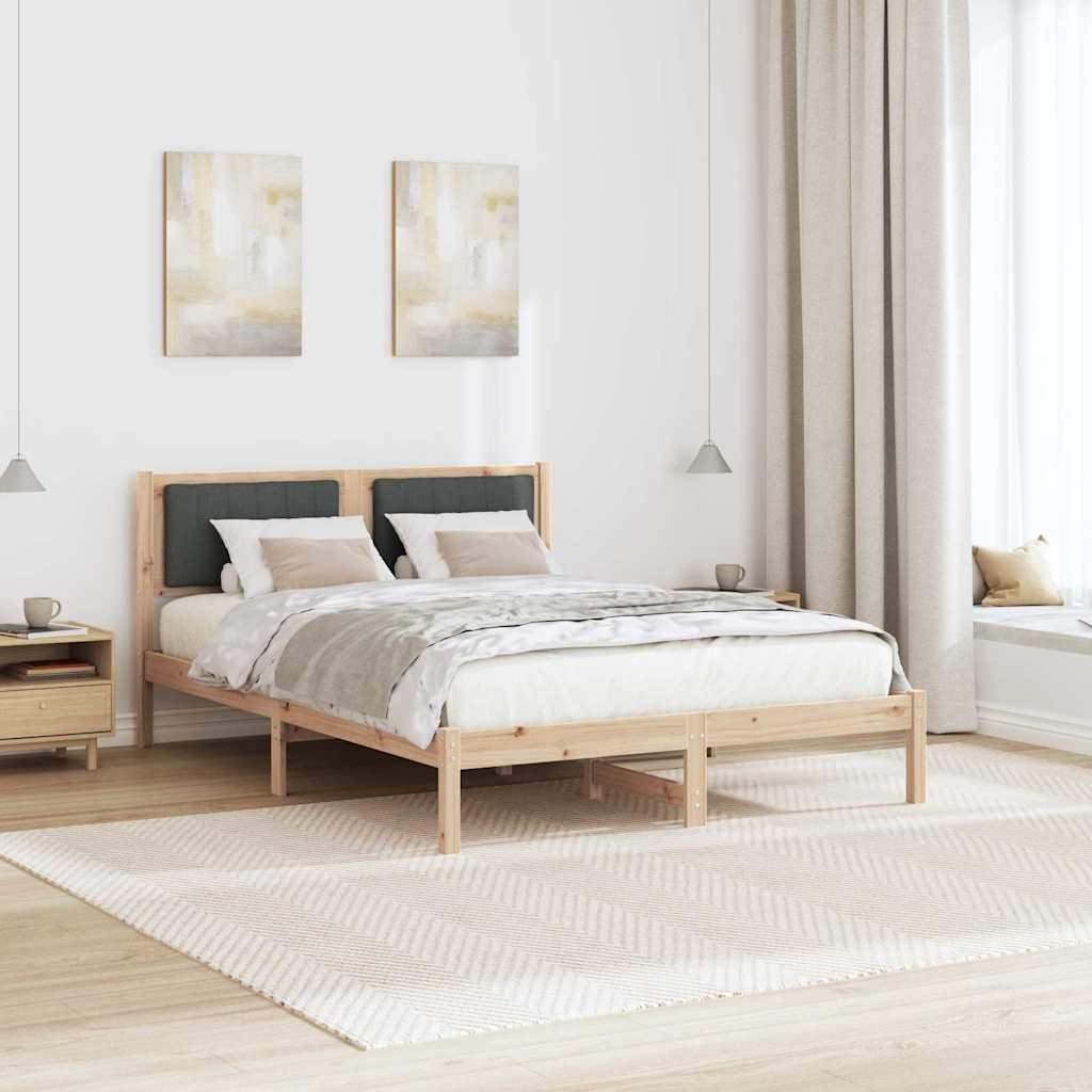 Bettgestell mit gepolstertem Kopfteil Dunkelgrau 140 x 190 cm