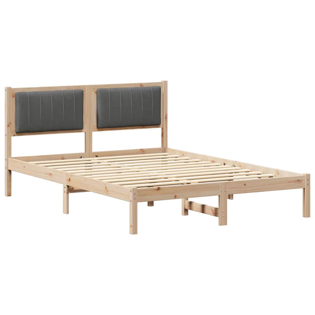 Bettgestell mit gepolstertem Kopfteil Dunkelgrau 140 x 190 cm