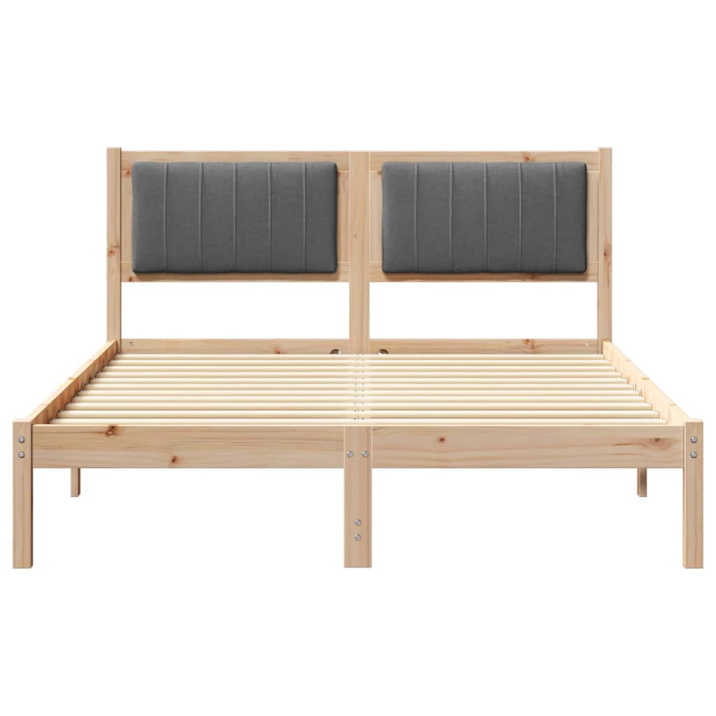 Bettgestell mit gepolstertem Kopfteil Dunkelgrau 140 x 190 cm
