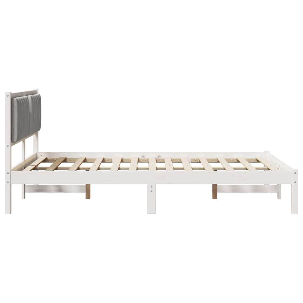 Bettgestell mit gepolstertem Kopfteil Hellgrau 140 x 190 cm