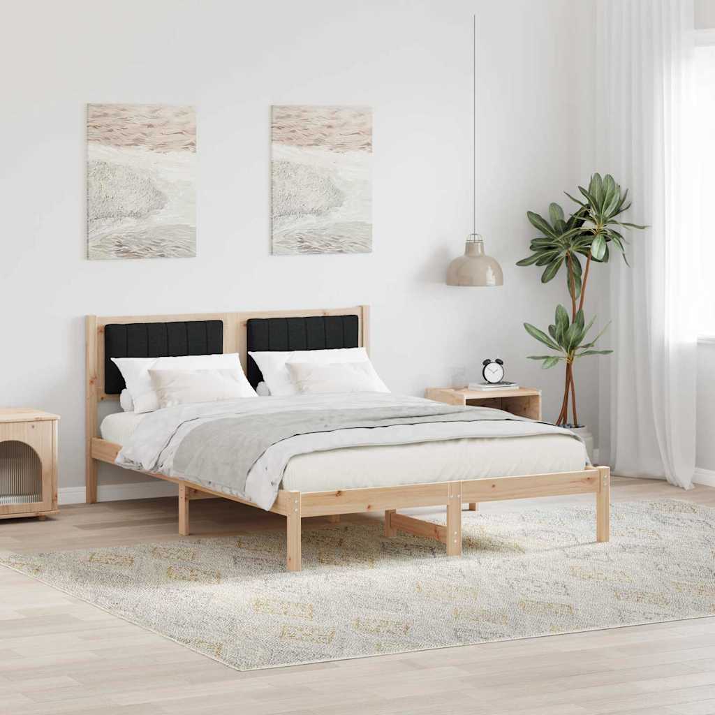 Bettgestell mit gepolstertem Kopfteil Schwarz 135 x 190 cm