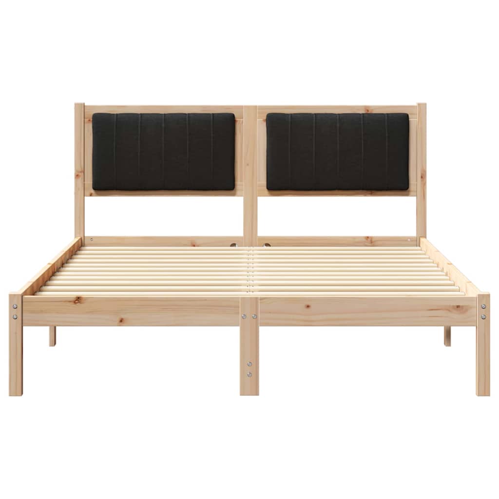 Bettgestell mit gepolstertem Kopfteil Schwarz 135 x 190 cm