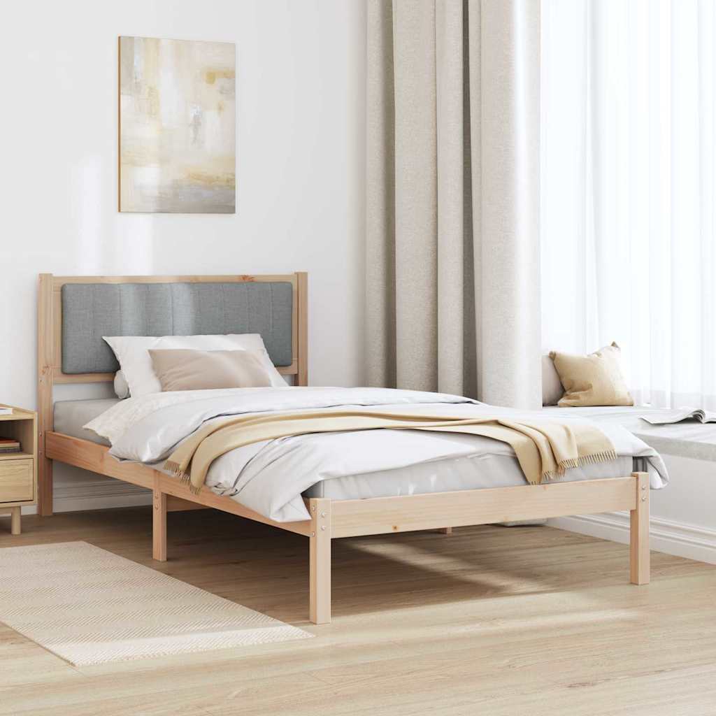 Bettgestell mit gepolstertem Kopfteil Hellgrau 100 x 200 cm