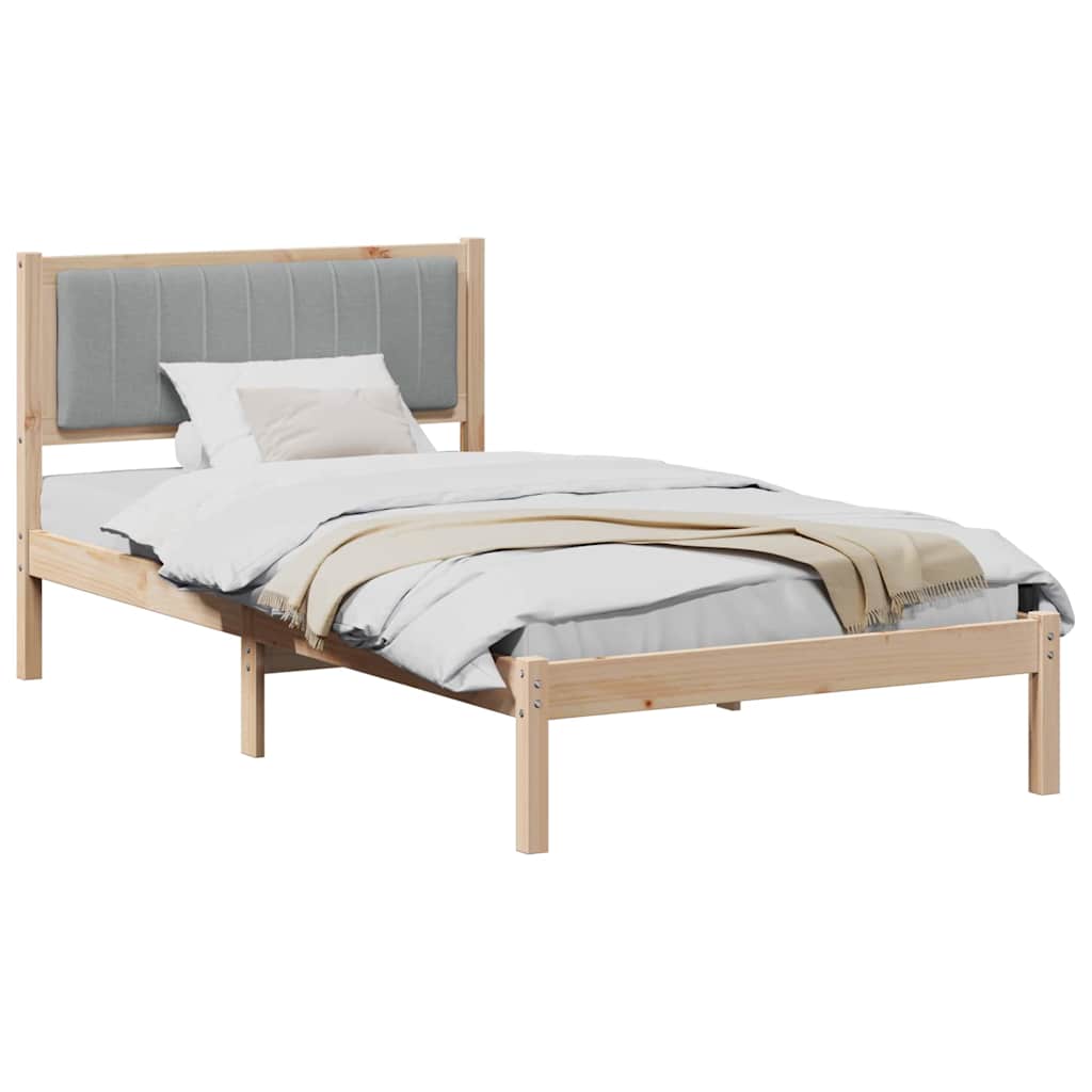 Bettgestell mit gepolstertem Kopfteil Hellgrau 100 x 200 cm