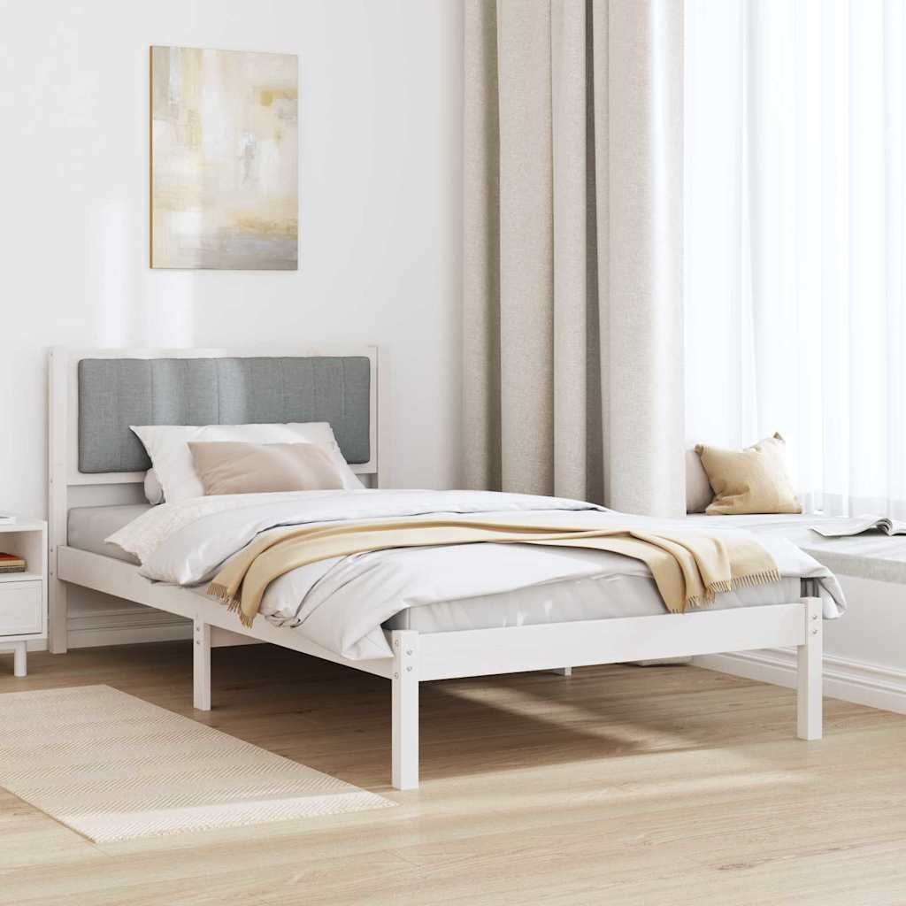 Bettgestell mit gepolstertem Kopfteil Hellgrau 100 x 200 cm