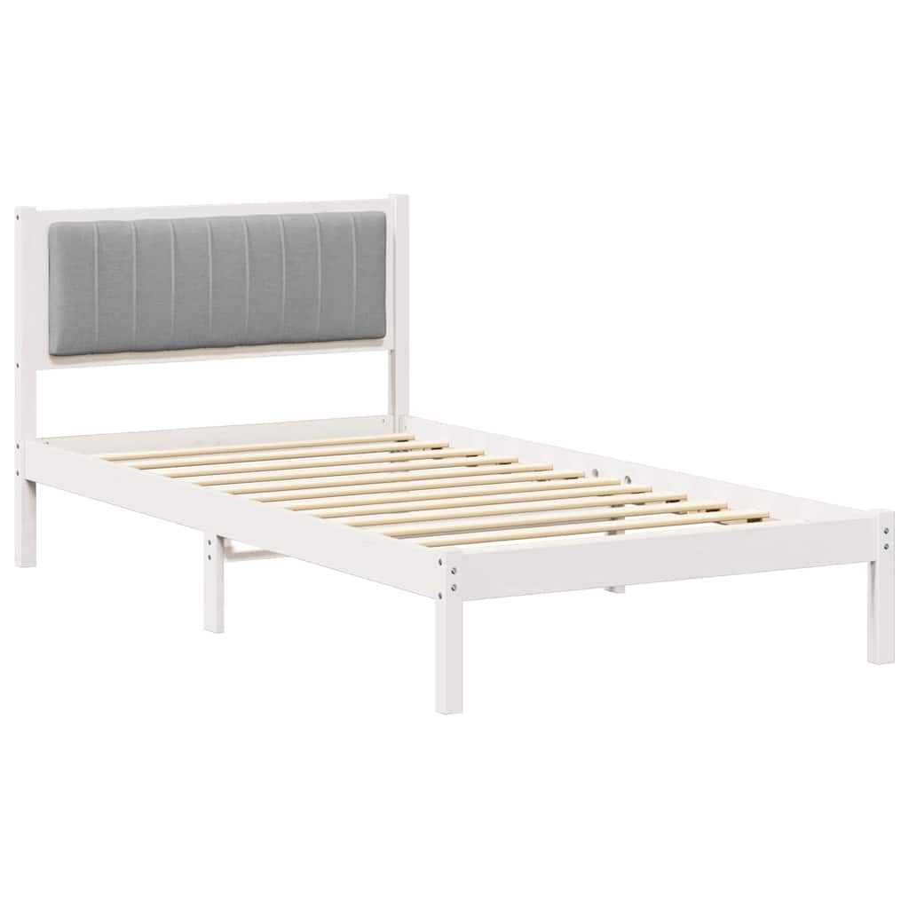 Bettgestell mit gepolstertem Kopfteil Hellgrau 100 x 200 cm