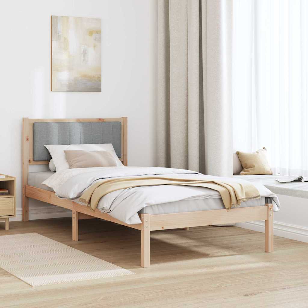 Bettgestell mit gepolstertem Kopfteil Hellgrau 90 x 200 cm