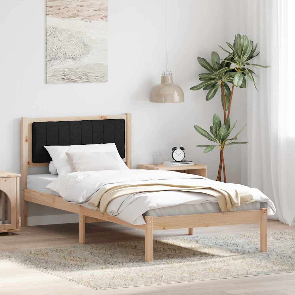 Bettgestell mit gepolstertem Kopfteil Schwarz 90 x 200 cm