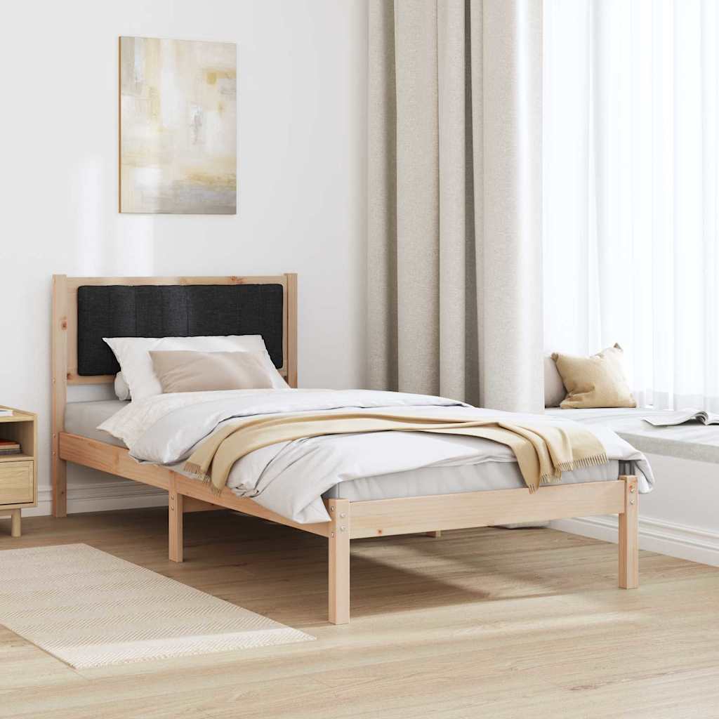 Bettgestell mit gepolstertem Kopfteil Schwarz 90 x 200 cm