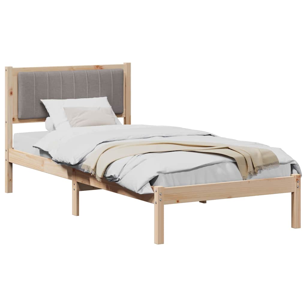 Bettgestell mit gepolstertem Kopfteil Taupe 90 x 200 cm