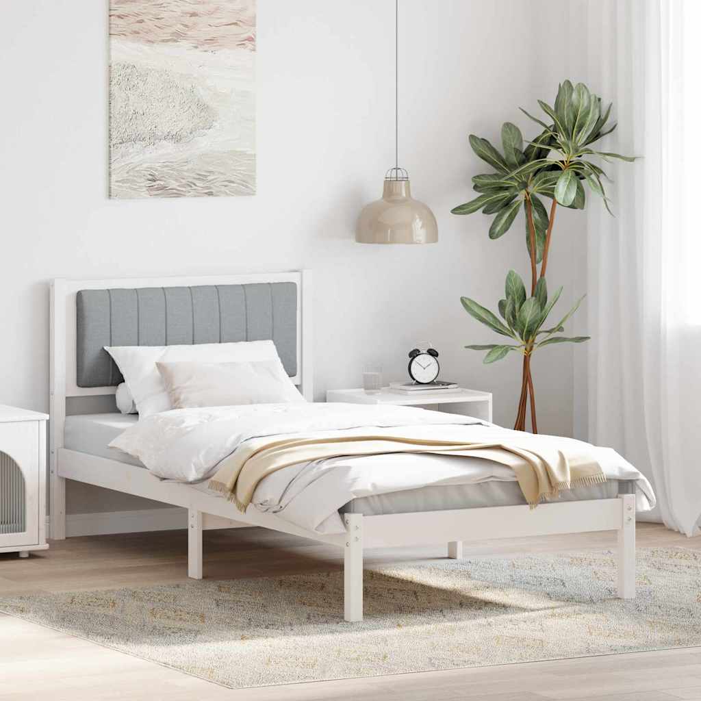 Bettgestell mit gepolstertem Kopfteil Hellgrau 90 x 200 cm