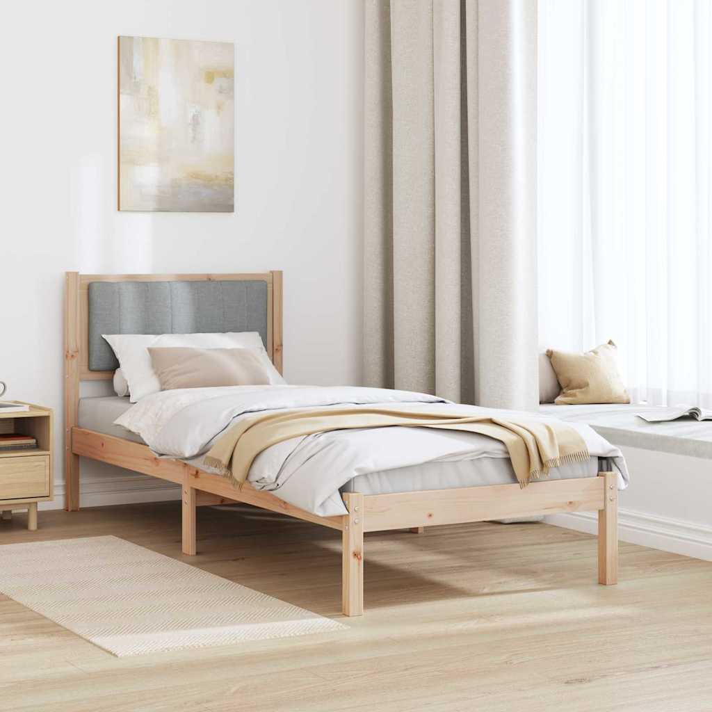 Bettgestell mit gepolstertem Kopfteil Hellgrau 80 x 200 cm