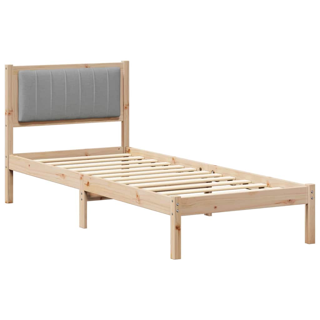 Bettgestell mit gepolstertem Kopfteil Hellgrau 80 x 200 cm