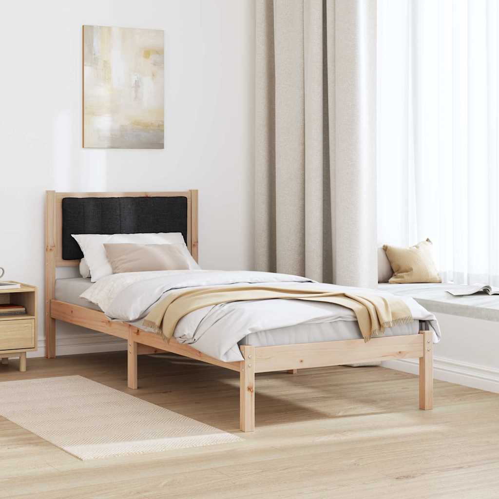 Bettgestell mit gepolstertem Kopfteil Schwarz 80 x 200 cm