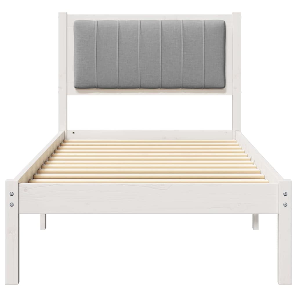 Bettgestell mit gepolstertem Kopfteil Hellgrau 80 x 200 cm