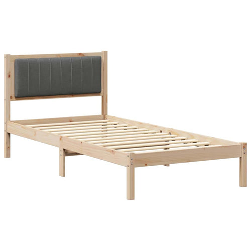 Bettgestell mit gepolstertem Kopfteil Dunkelgrau 90 x 190 cm