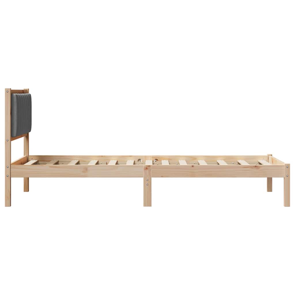 Bettgestell mit gepolstertem Kopfteil Dunkelgrau 90 x 190 cm