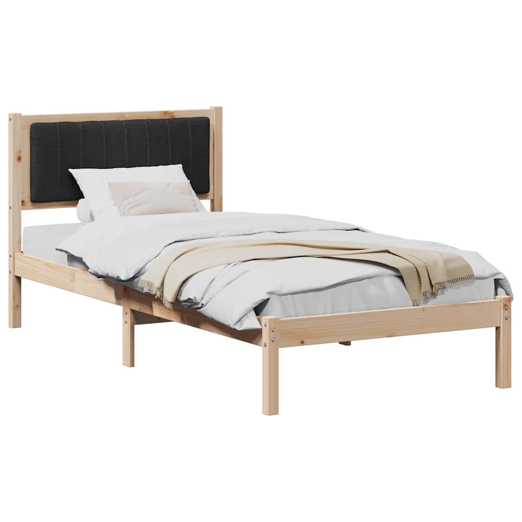 Bettgestell mit gepolstertem Kopfteil Schwarz 90 x 190 cm