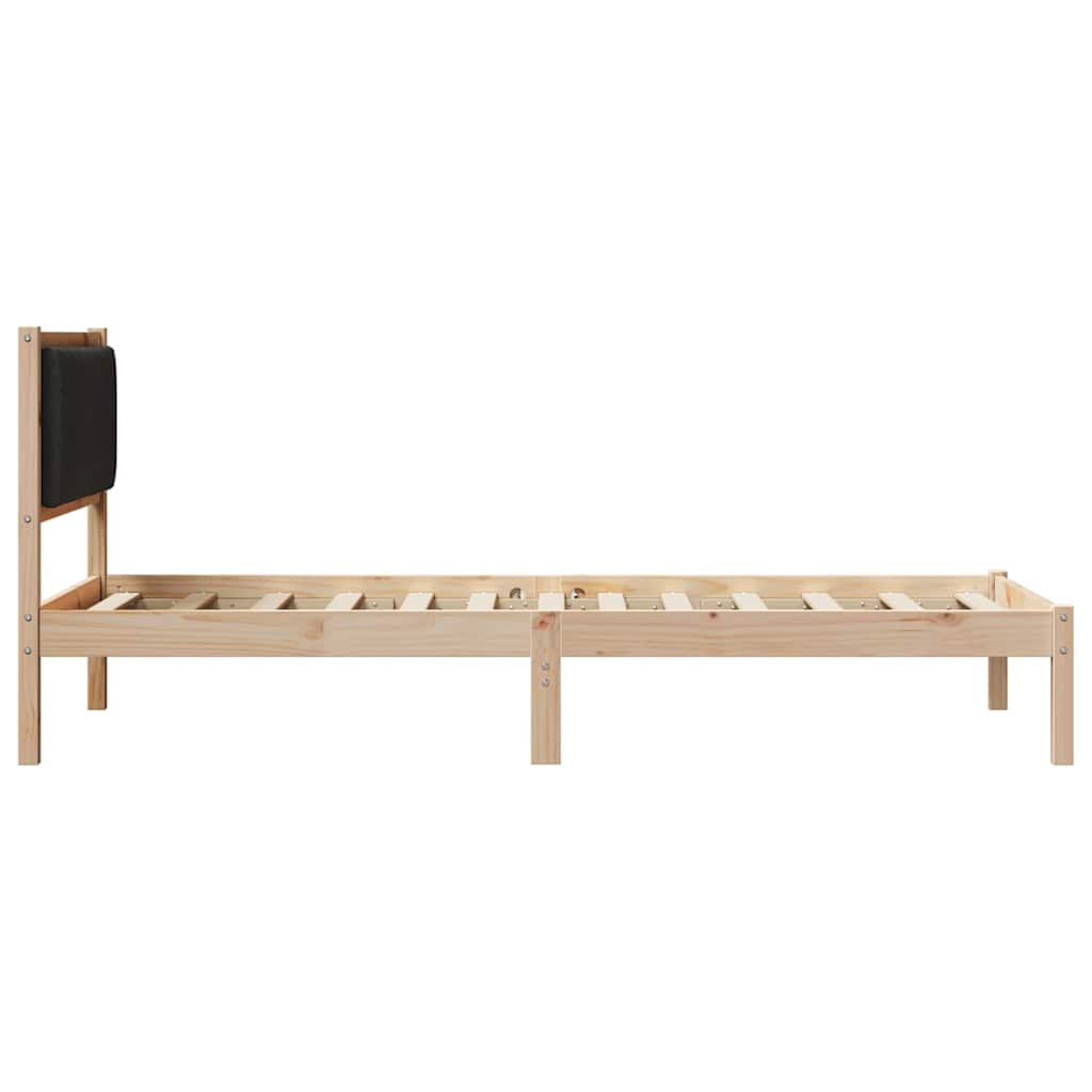 Bettgestell mit gepolstertem Kopfteil Schwarz 90 x 190 cm